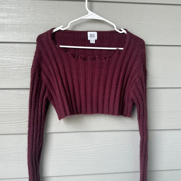 BDG Sweaters - Burgundy BDG cropped sweater